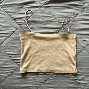 Zara Women’s Spaghetti Strap Tan / Beige Bandeau Crop Top
